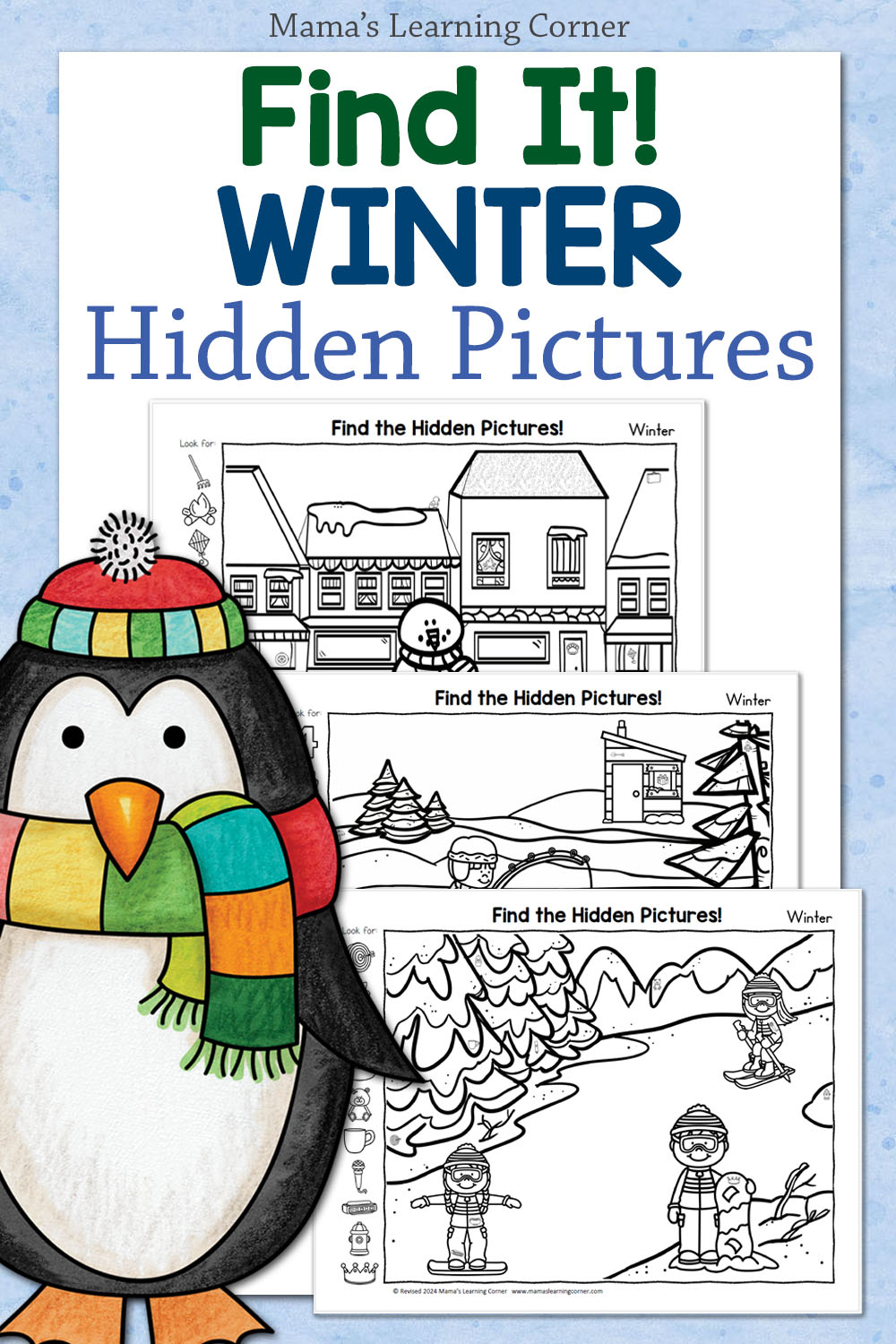 Winter Hidden Picture Printables For Kids - Mamas Learning Corner within Winter Hidden Pictures Worksheets