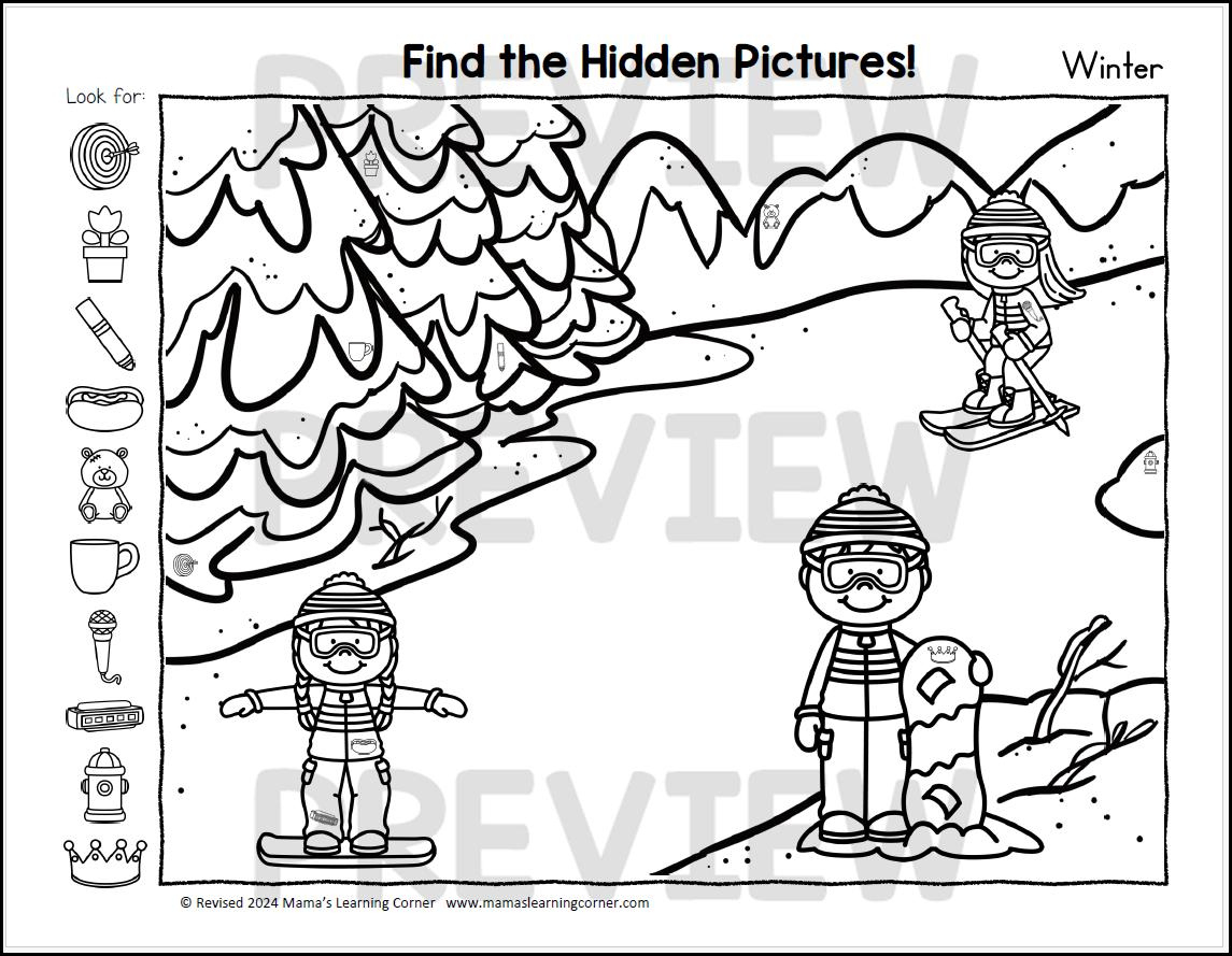 Winter Wimmelbilder Arbeitsblätter Objekte Suchen Und Finden - Etsy.de with regard to Winter Hidden Pictures