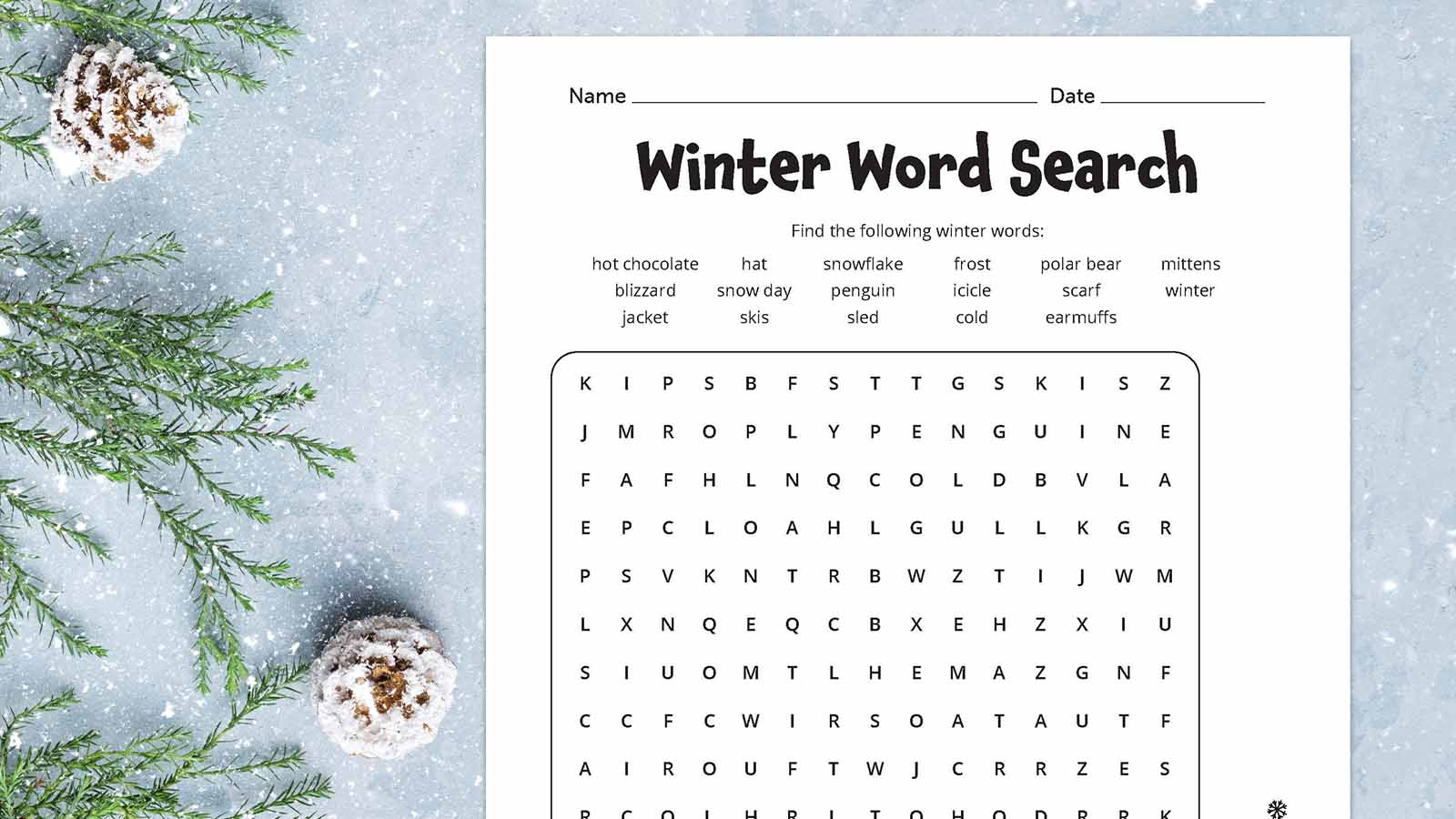 Winter Word Search: Free Printable Worksheet Plus Answer Key with regard to Hidden Pictures First Day Of Winter Answer Key