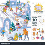 Winterspass. Finden Sie 10 Versteckte Objekte: Stock Vektorgrafik In Highlights Hidden Pictures Winter
