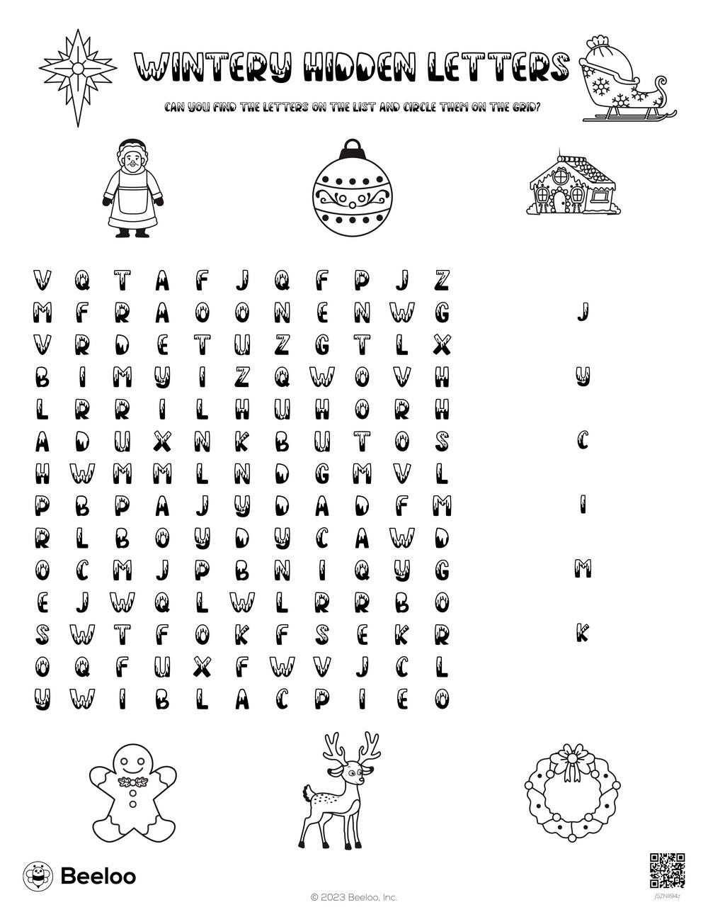 Wintery Hidden Letters • Beeloo Printable Crafts And Activities inside Alphabet Hidden Pictures Printable